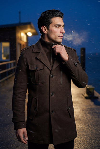 Zane | Men's Slim Fit Tailored Winter Coat, Stand Collar
