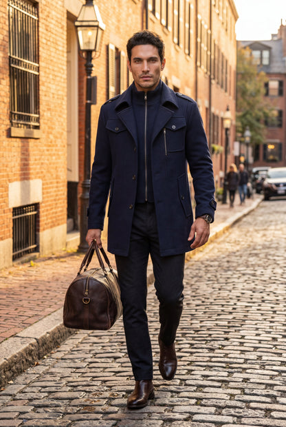 Zane | Men's Slim Fit Tailored Winter Coat, Stand Collar