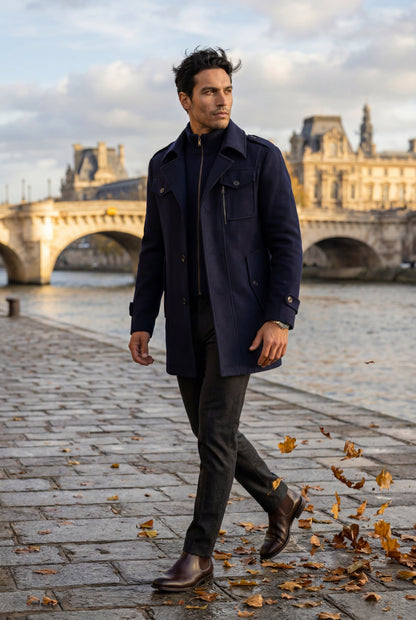 Zane | Men's Slim Fit Tailored Winter Coat, Stand Collar