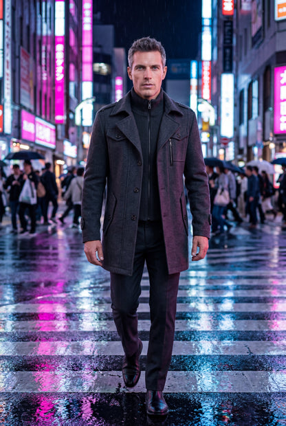 Zane | Men's Slim Fit Tailored Winter Coat, Stand Collar