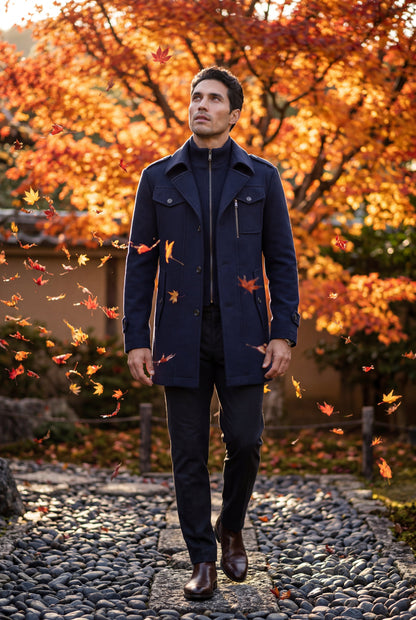 Zane | Men's Slim Fit Tailored Winter Coat, Stand Collar