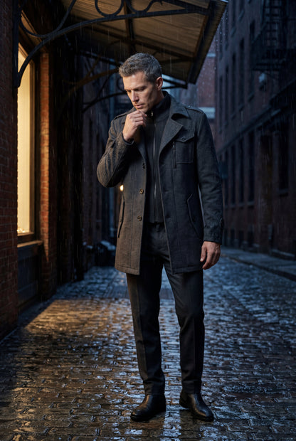 Zane | Men's Slim Fit Tailored Winter Coat, Stand Collar