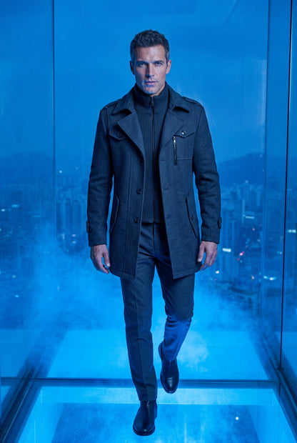 Zane | Men's Slim Fit Tailored Winter Coat, Stand Collar
