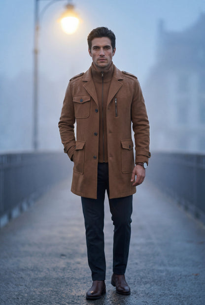 Zane | Men's Slim Fit Tailored Winter Coat, Stand Collar