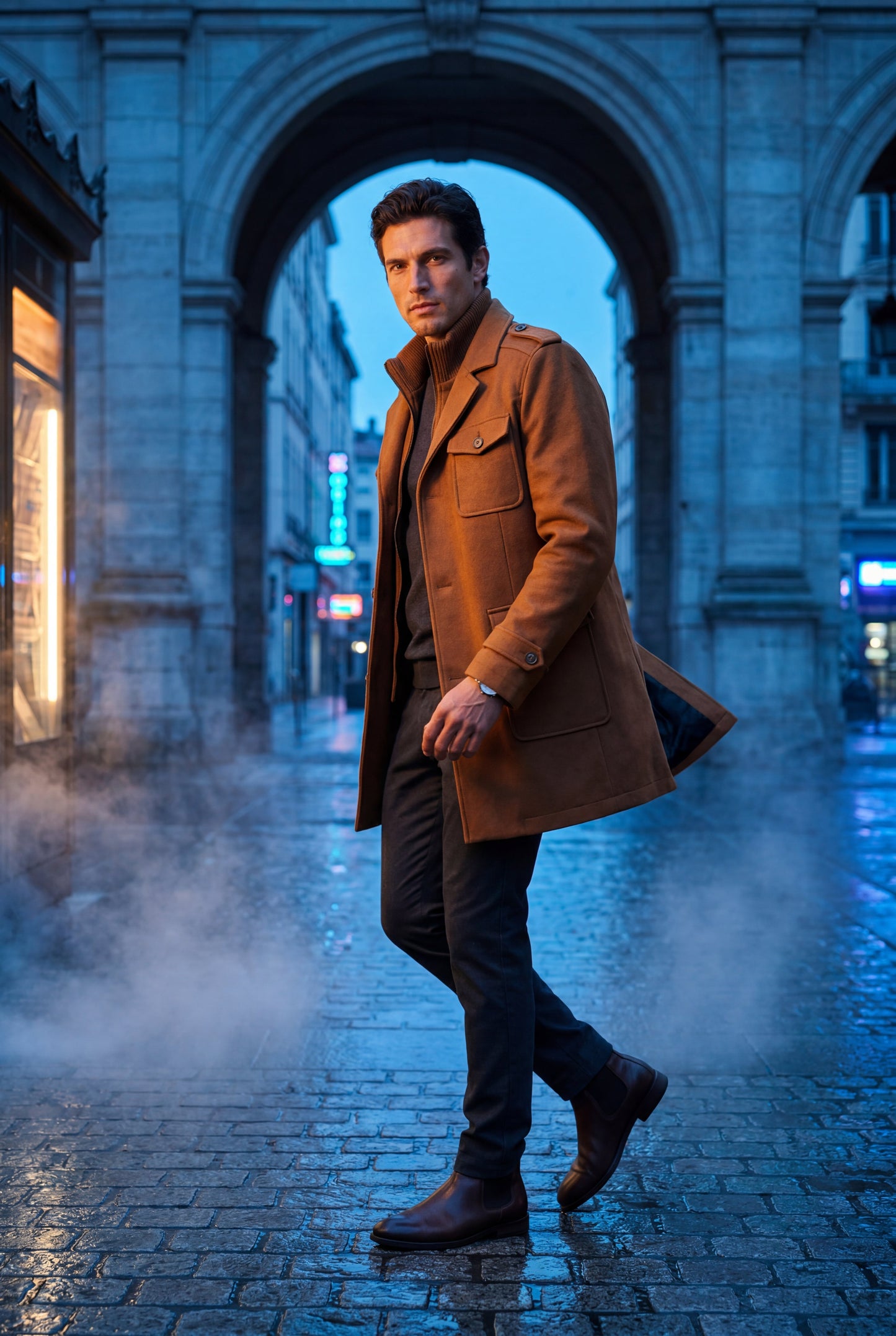 Zane | Men's Slim Fit Tailored Winter Coat, Stand Collar