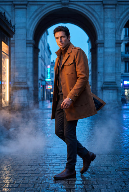 Zane | Men's Slim Fit Tailored Winter Coat, Stand Collar