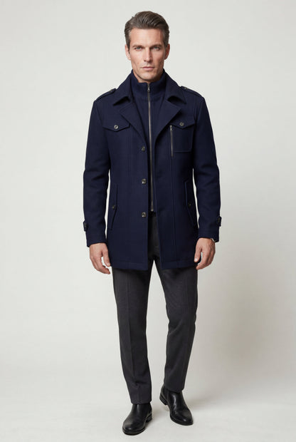 Zane | Men's Slim Fit Tailored Winter Coat, Stand Collar
