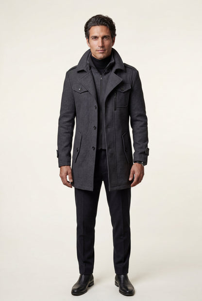 Zane | Men's Slim Fit Tailored Winter Coat, Stand Collar