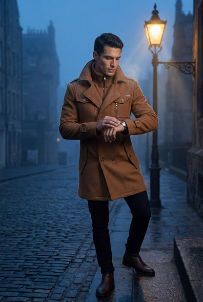 Zane | Men's Slim Fit Tailored Winter Coat, Stand Collar