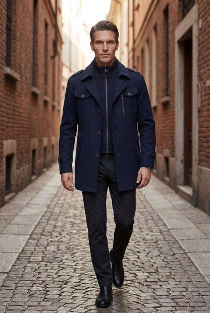 Zane | Men's Slim Fit Tailored Winter Coat, Stand Collar