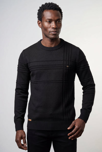 Bram | Men's Structured Crewneck Sweater, Textured Knit