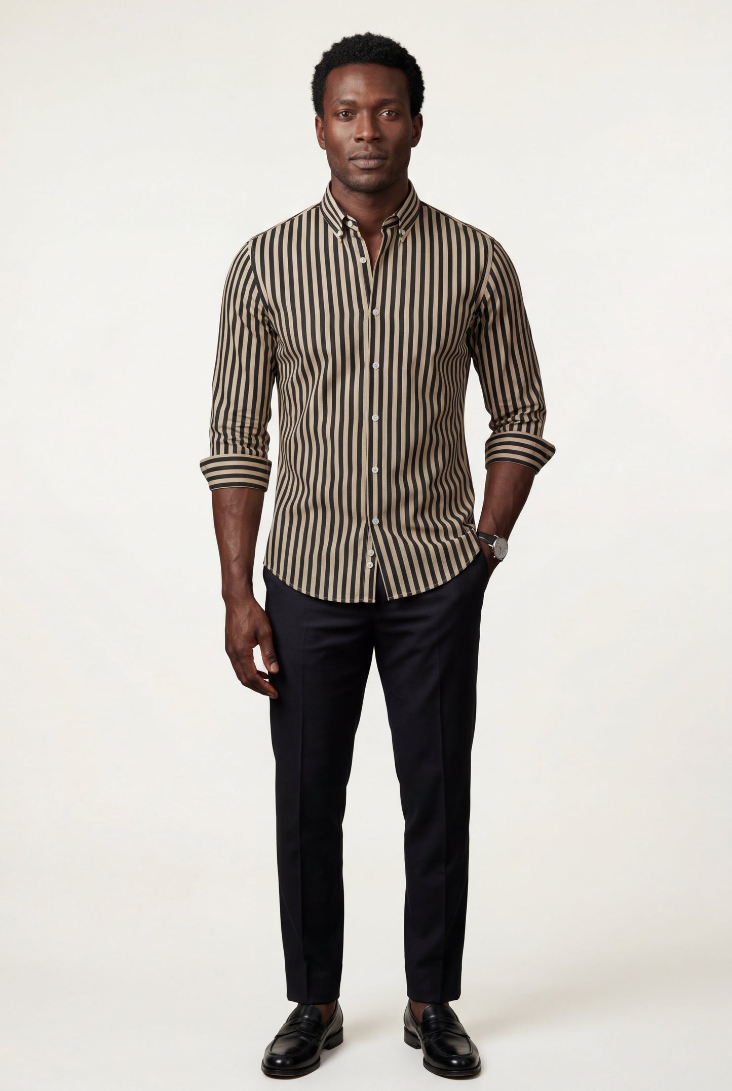 Luca | Men's Striped Long Sleeve Dress Shirt