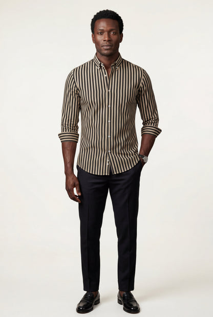 Luca | Men's Striped Long Sleeve Dress Shirt