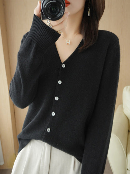 Joy | Women's V-Neck Button-Front Long Sleeve Cardigan