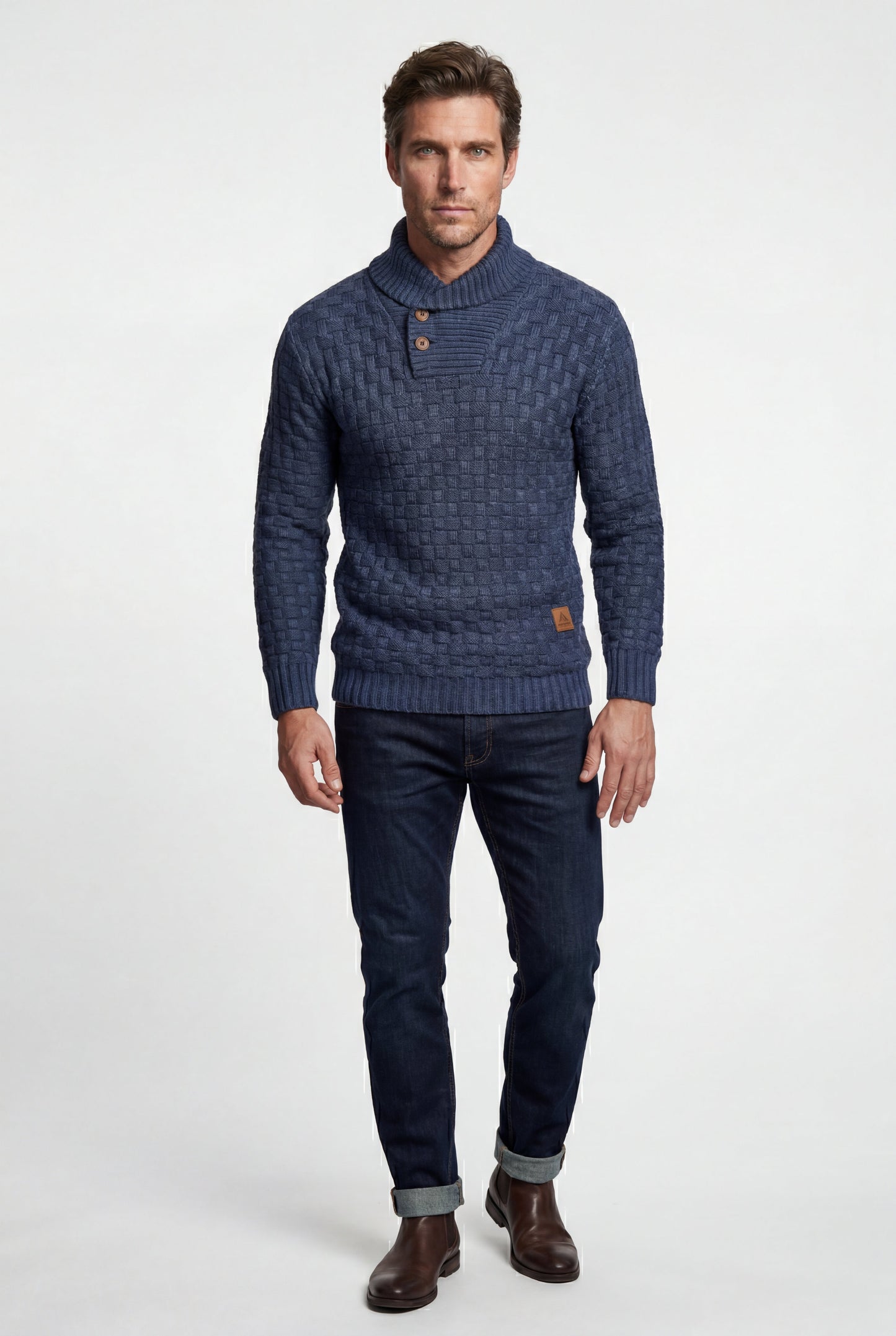 Reid | Men's Basketweave Shawl Collar Sweater