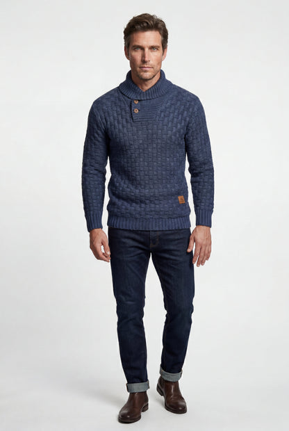 Reid | Men's Basketweave Shawl Collar Sweater