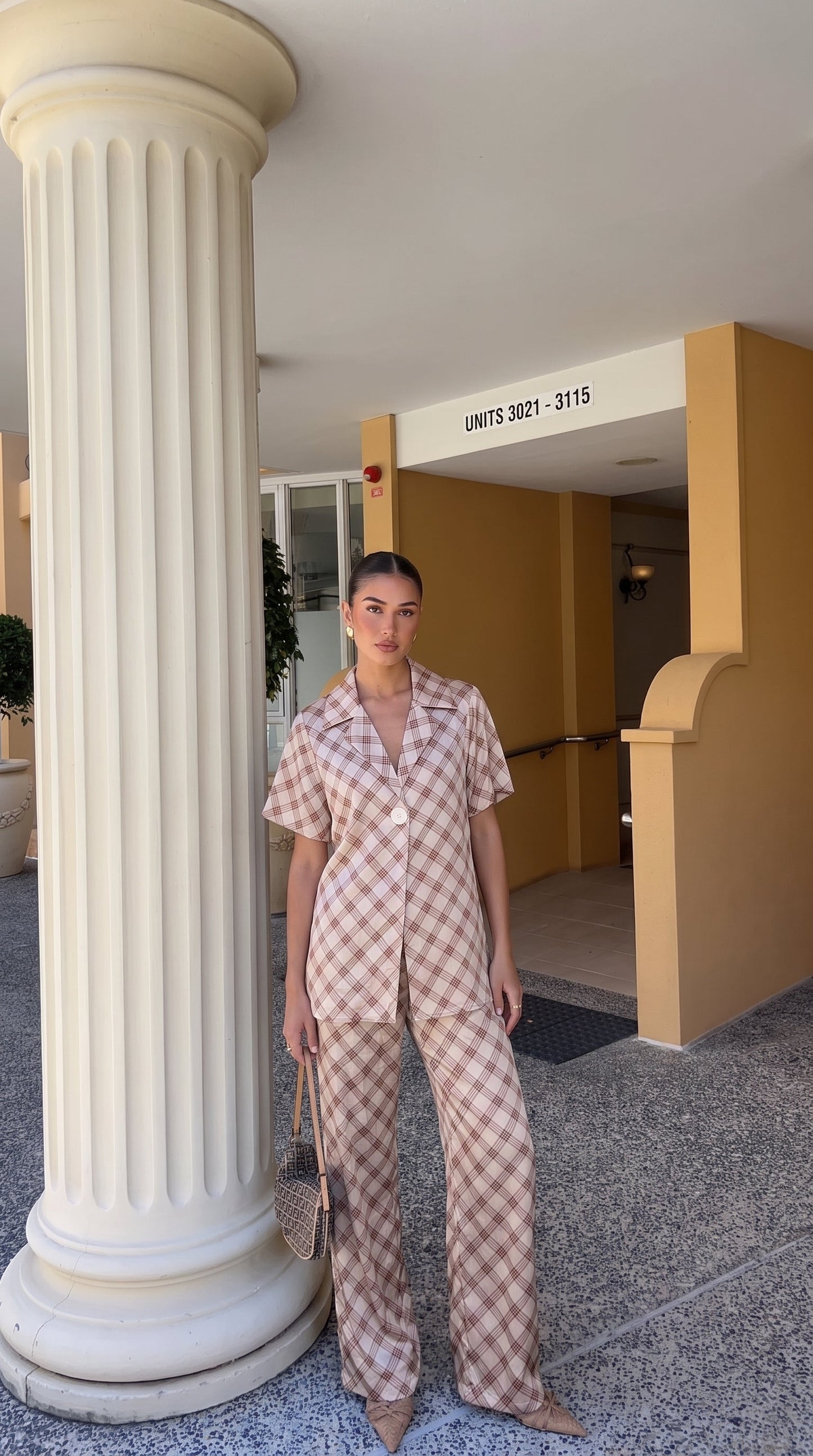 Avery | High Rise Wide Leg Plaid Pants