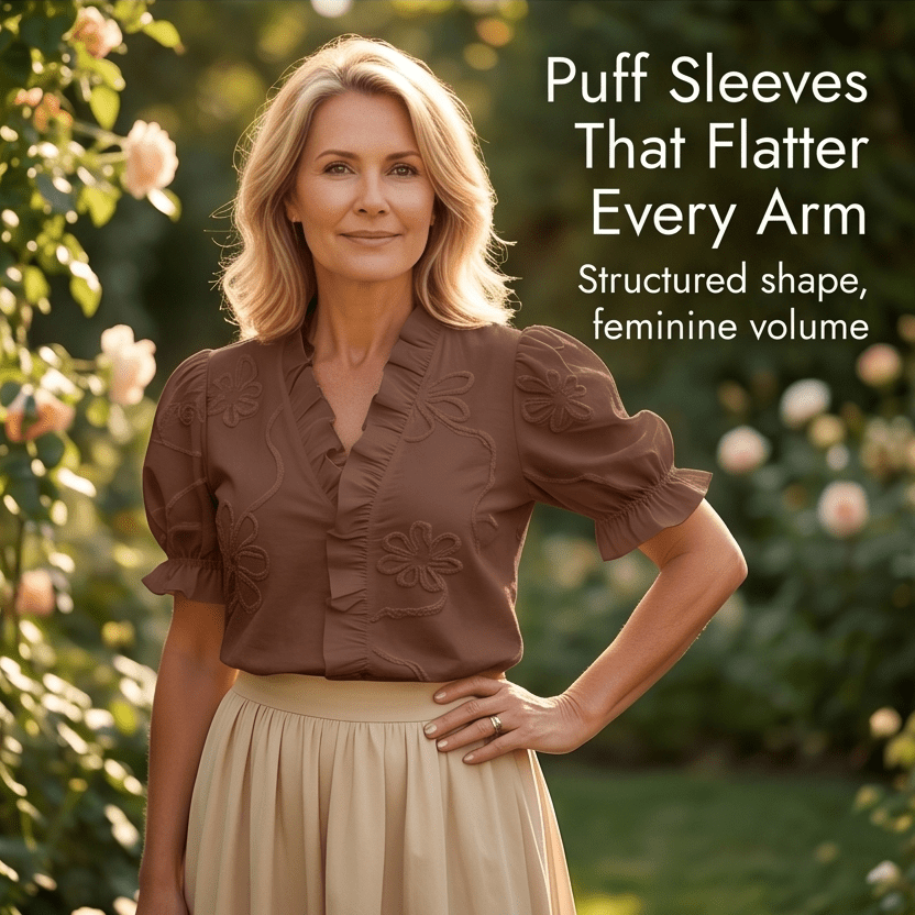 Brinley | Floral Embroidered Puff Sleeve Blouse