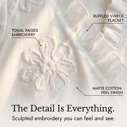 Brinley | Floral Embroidered Puff Sleeve Blouse