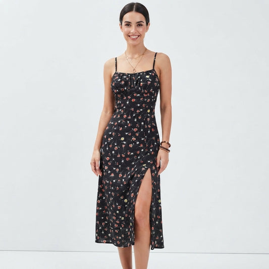 Floral Slit Summer Dress For Women