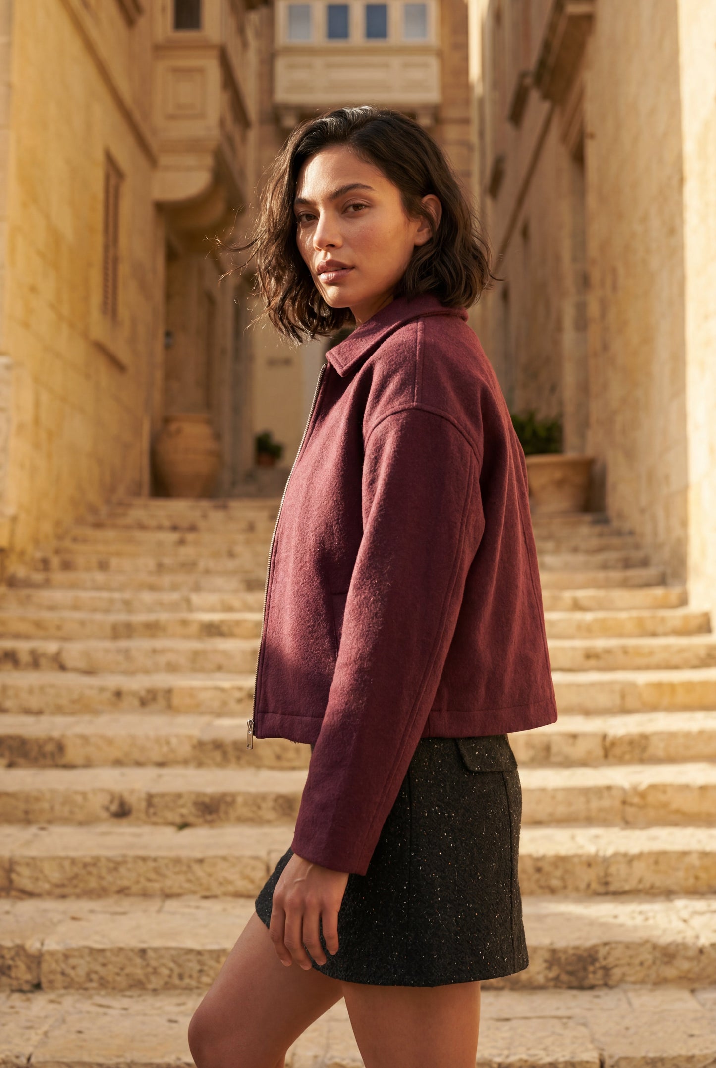 Vera | Women's Minimal Zip Jacket, Boxy Structured