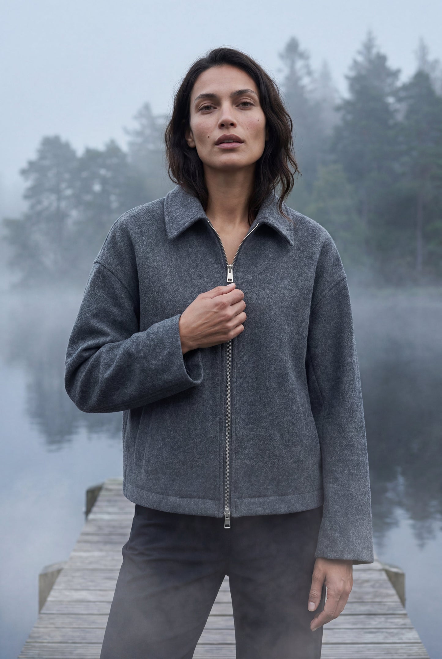 Vera | Women's Minimal Zip Jacket, Boxy Structured