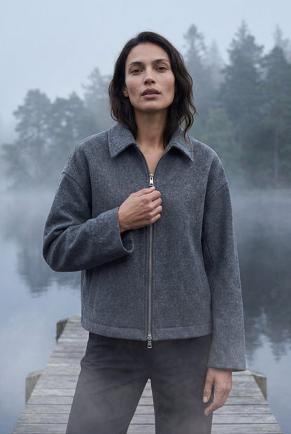 Vera | Women's Minimal Zip Jacket, Boxy Structured