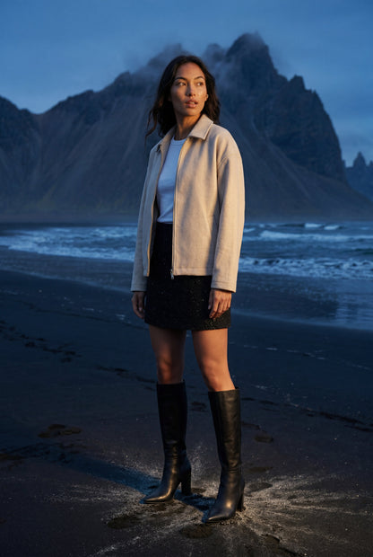 Vera | Women's Minimal Zip Jacket, Boxy Structured