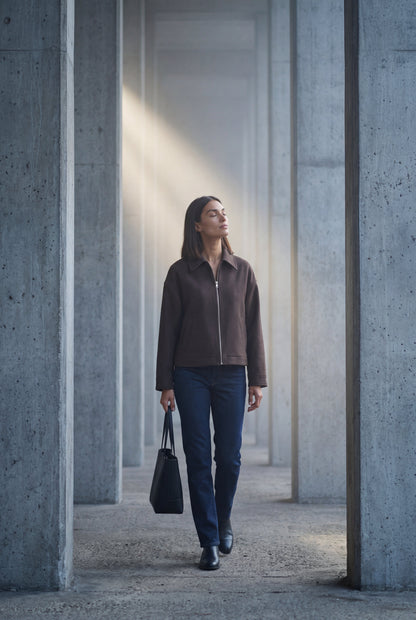 Vera | Women's Minimal Zip Jacket, Boxy Structured