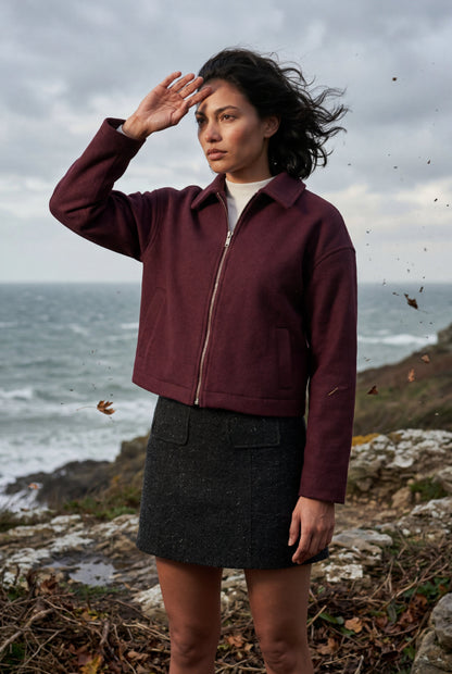Vera | Women's Minimal Zip Jacket, Boxy Structured