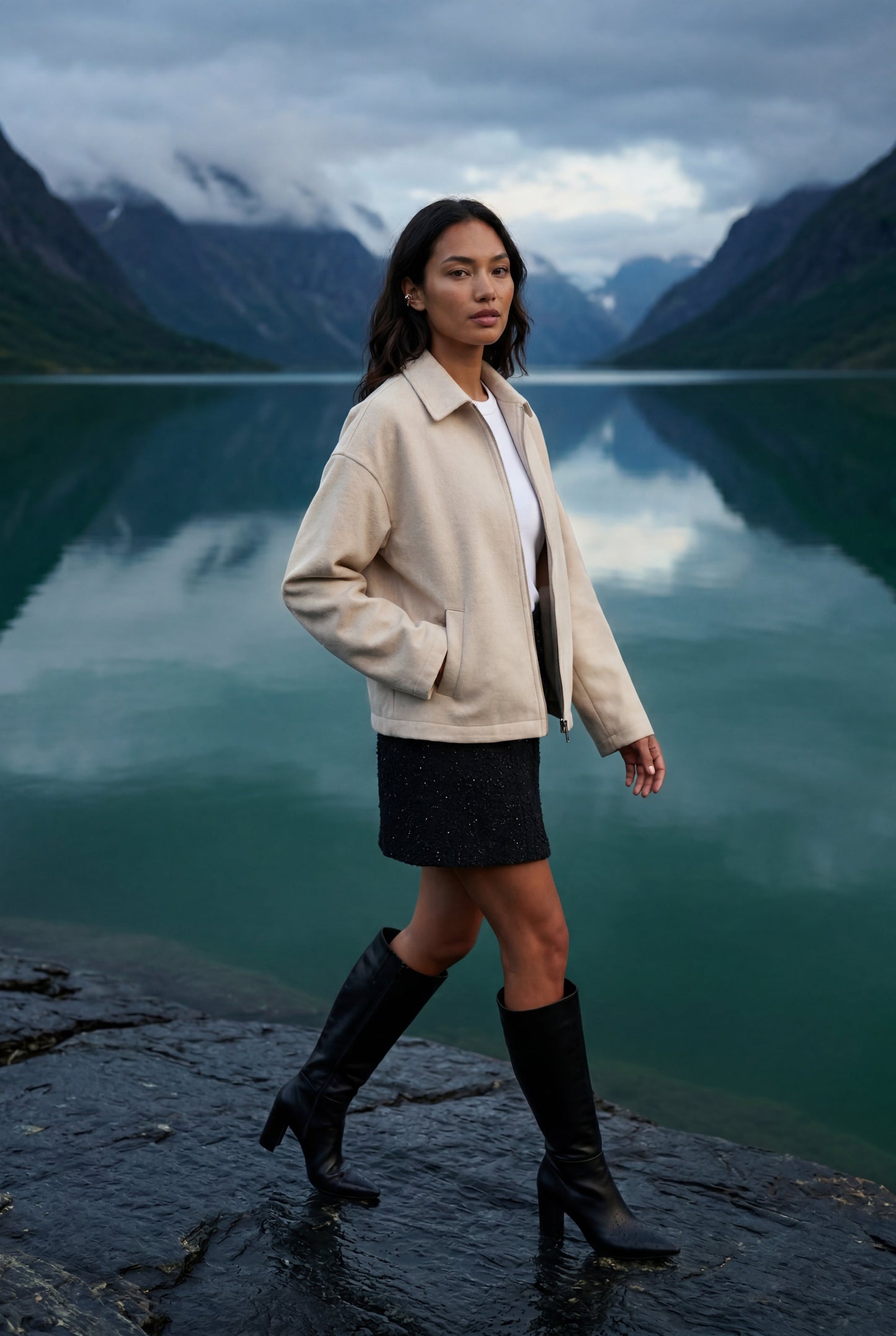 Vera | Women's Minimal Zip Jacket, Boxy Structured