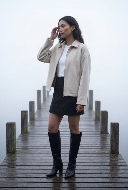 Vera | Women's Minimal Zip Jacket, Boxy Structured