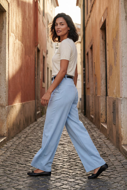 Hana | Women's Belted Wide Leg Pants, High Waist