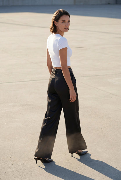 Hana | Women's Belted Wide Leg Pants, High Waist