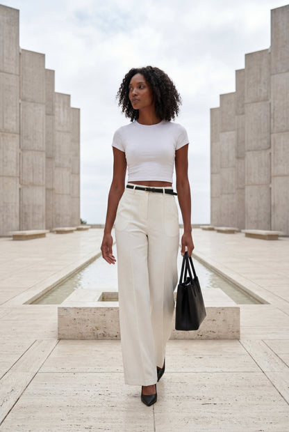Hana | Women's Belted Wide Leg Pants, High Waist