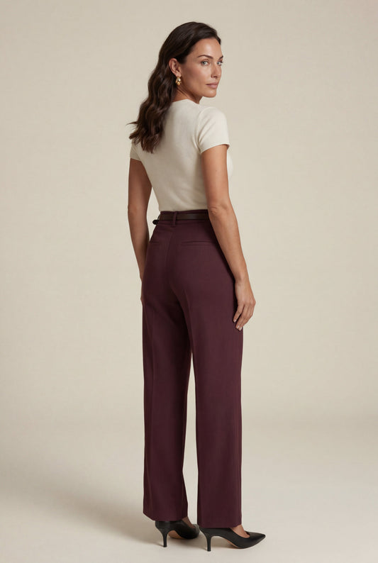 Hana | Women's Belted Wide Leg Pants, High Waist