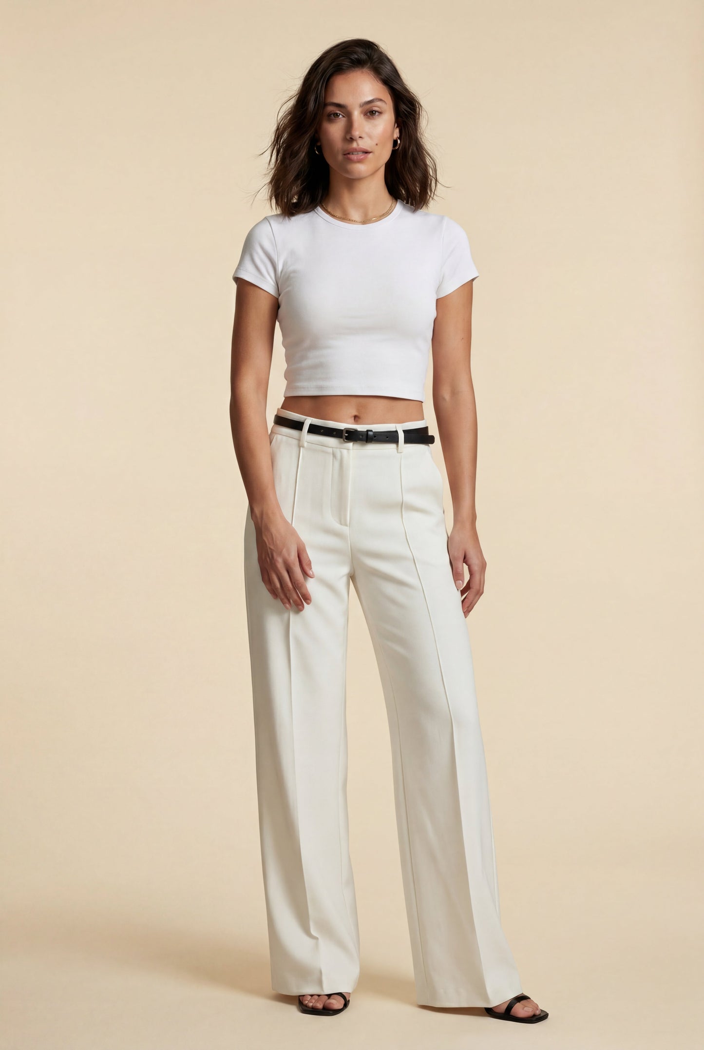 Hana | Women's Belted Wide Leg Pants, High Waist