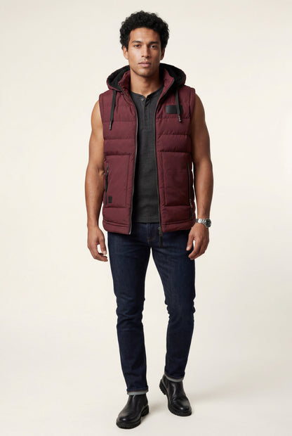 Marco | Men's Hooded Puffer Vest, Quilted Zip