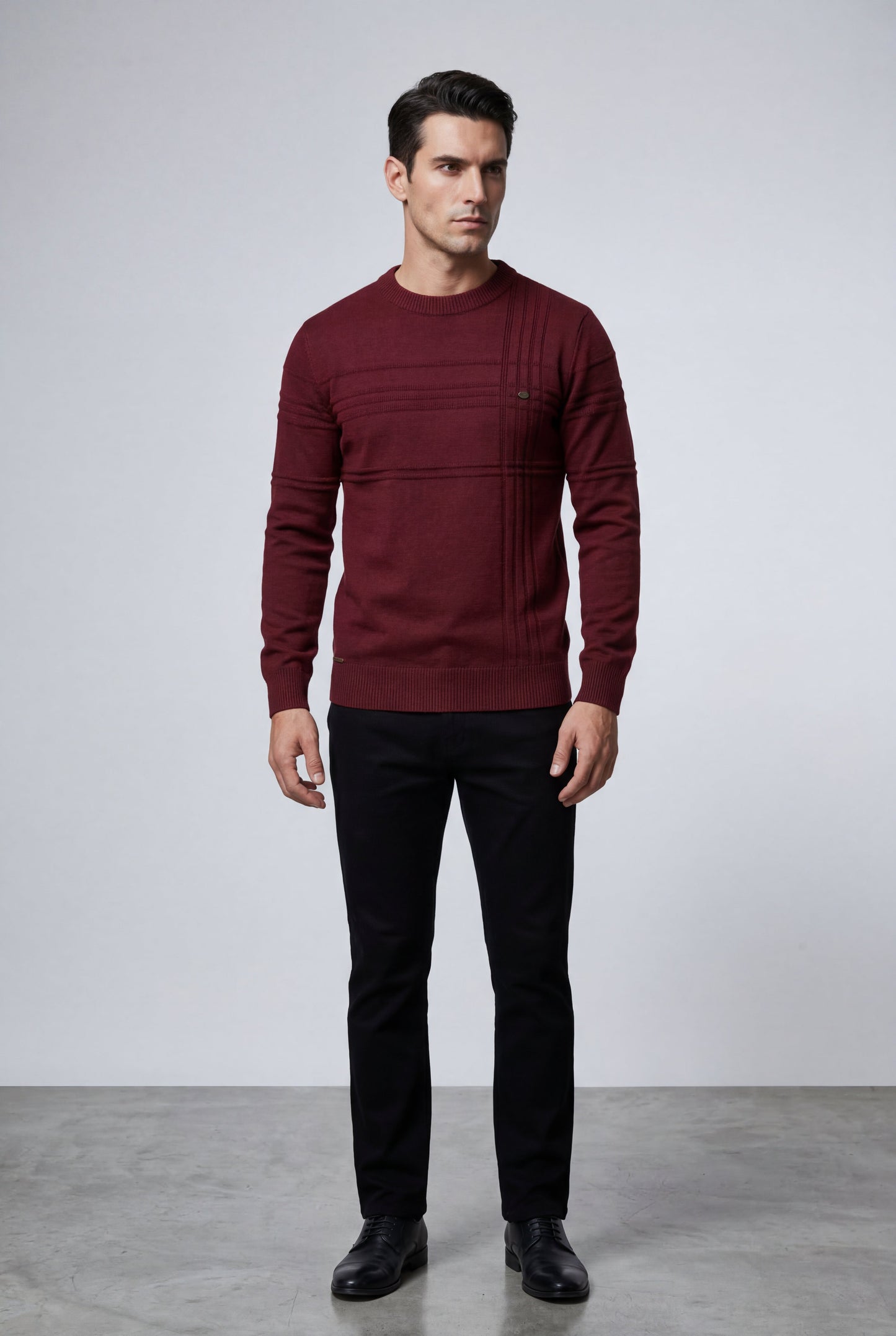 Bram | Men's Structured Crewneck Sweater, Textured Knit