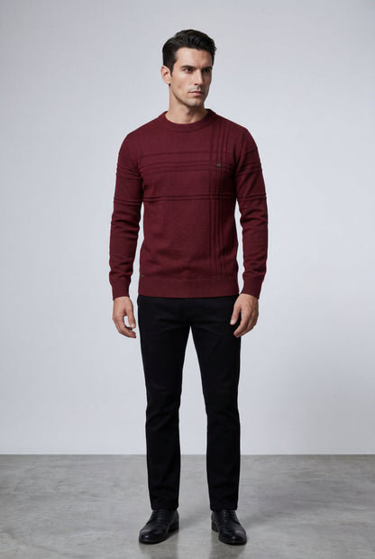 Bram | Men's Structured Crewneck Sweater, Textured Knit
