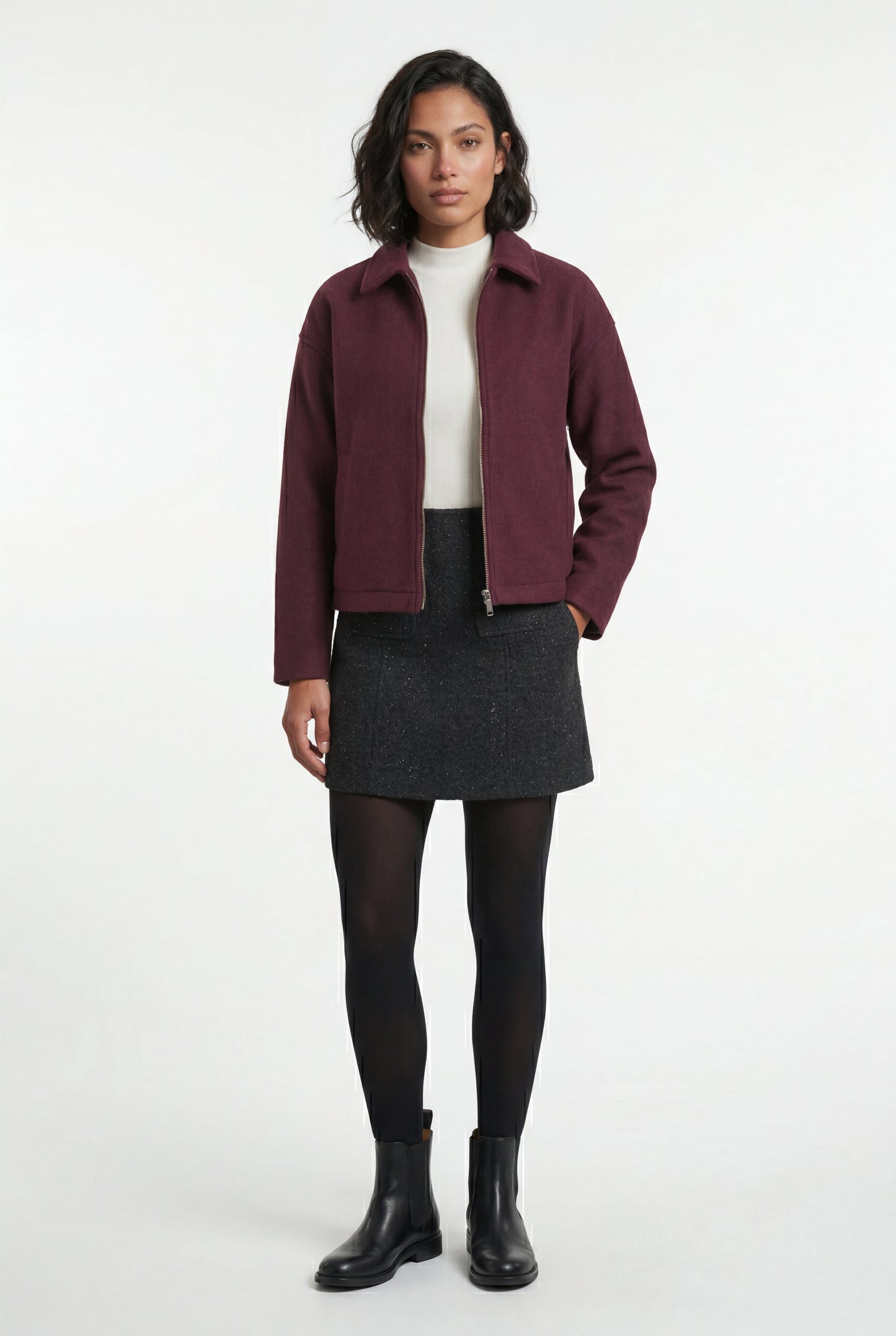 Vera | Women's Minimal Zip Jacket, Boxy Structured