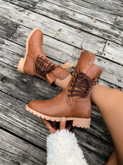 Susan | Women's Round Toe Block Heels Boots