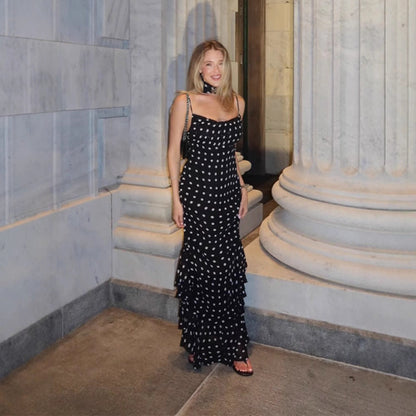 Elegant Polka Dot Maxi Dress For Women