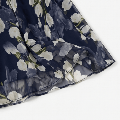 Calanthe | Navy Tulip Print Midi Dress