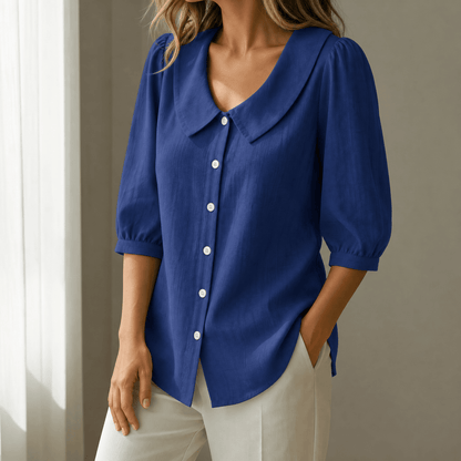 Calvine | Peter Pan Collar Button-Up Summer Blouse