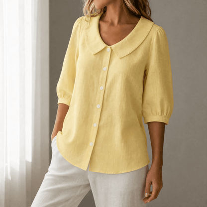 Calvine | Peter Pan Collar Button-Up Summer Blouse