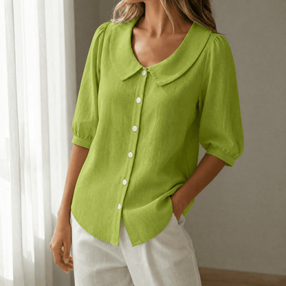 Calvine | Peter Pan Collar Button-Up Summer Blouse