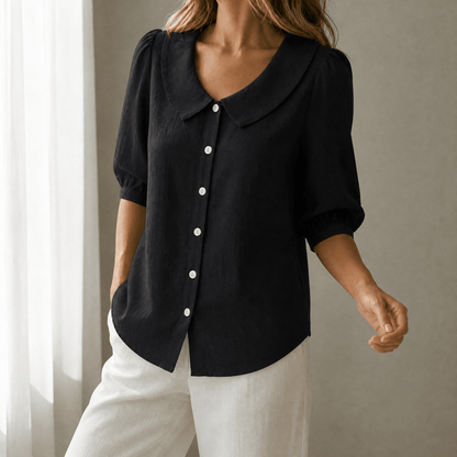 Calvine | Peter Pan Collar Button-Up Summer Blouse