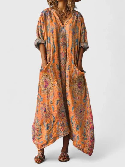 Ovessa | Printed Oversized Relaxed Pocket Maxi Dress
