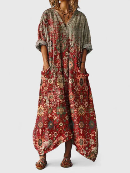 Ovessa | Printed Oversized Relaxed Pocket Maxi Dress